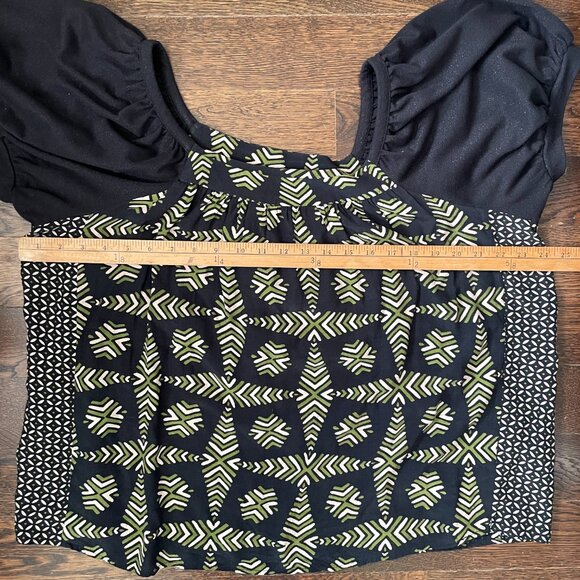Maeve Anthropologie Catania Green/Black Top Blouse-Large - Picture 9 of 11
